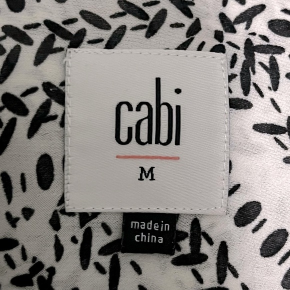 CAbi Split Back Long Sleeve Blouse Black White Abstract Print Style 3255 Size M - Picture 9 of 12